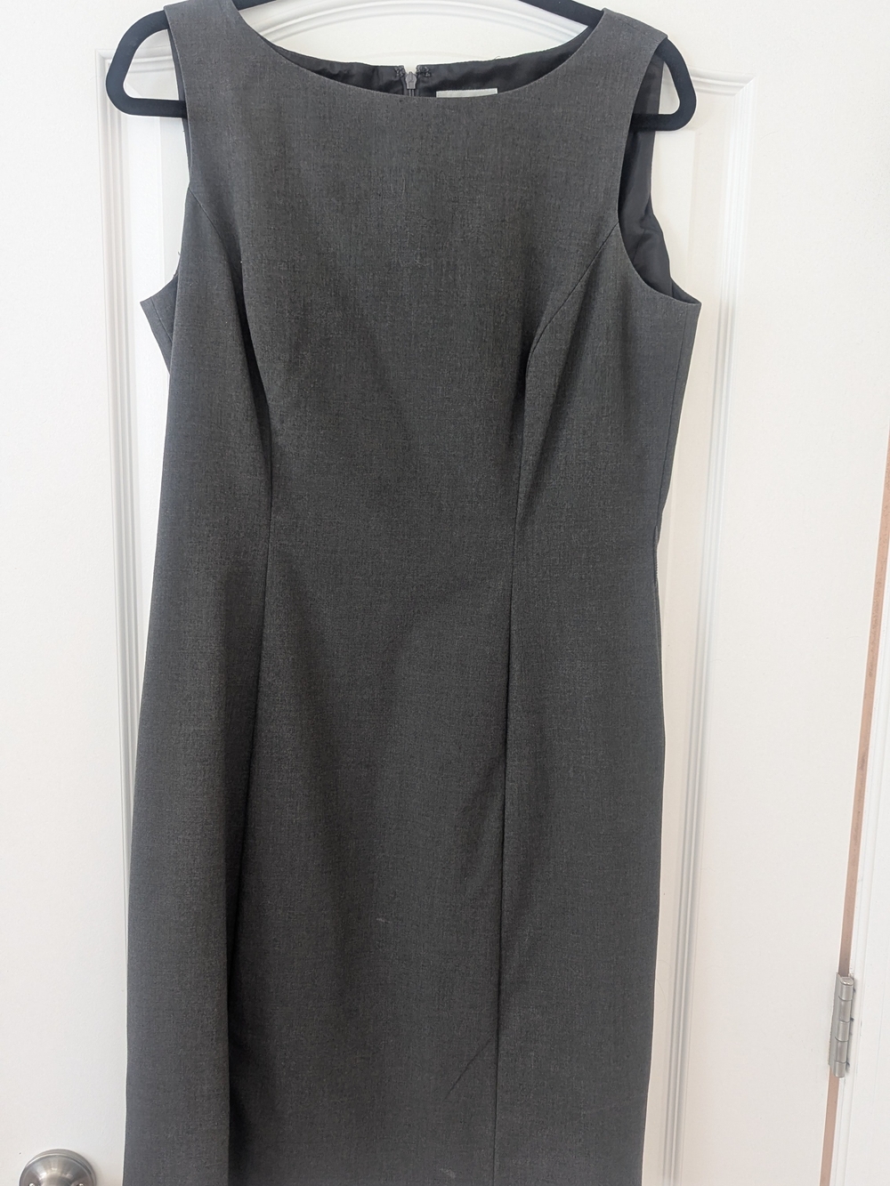 Tahari Sleeveless Sheath Dress in Charcoal Gray